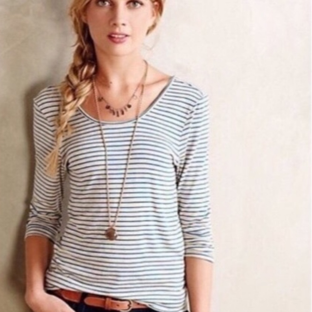 Anthropologie Striped Knit Tee Women’s XS